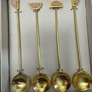 Elegant Gold and Pink Flatware Set